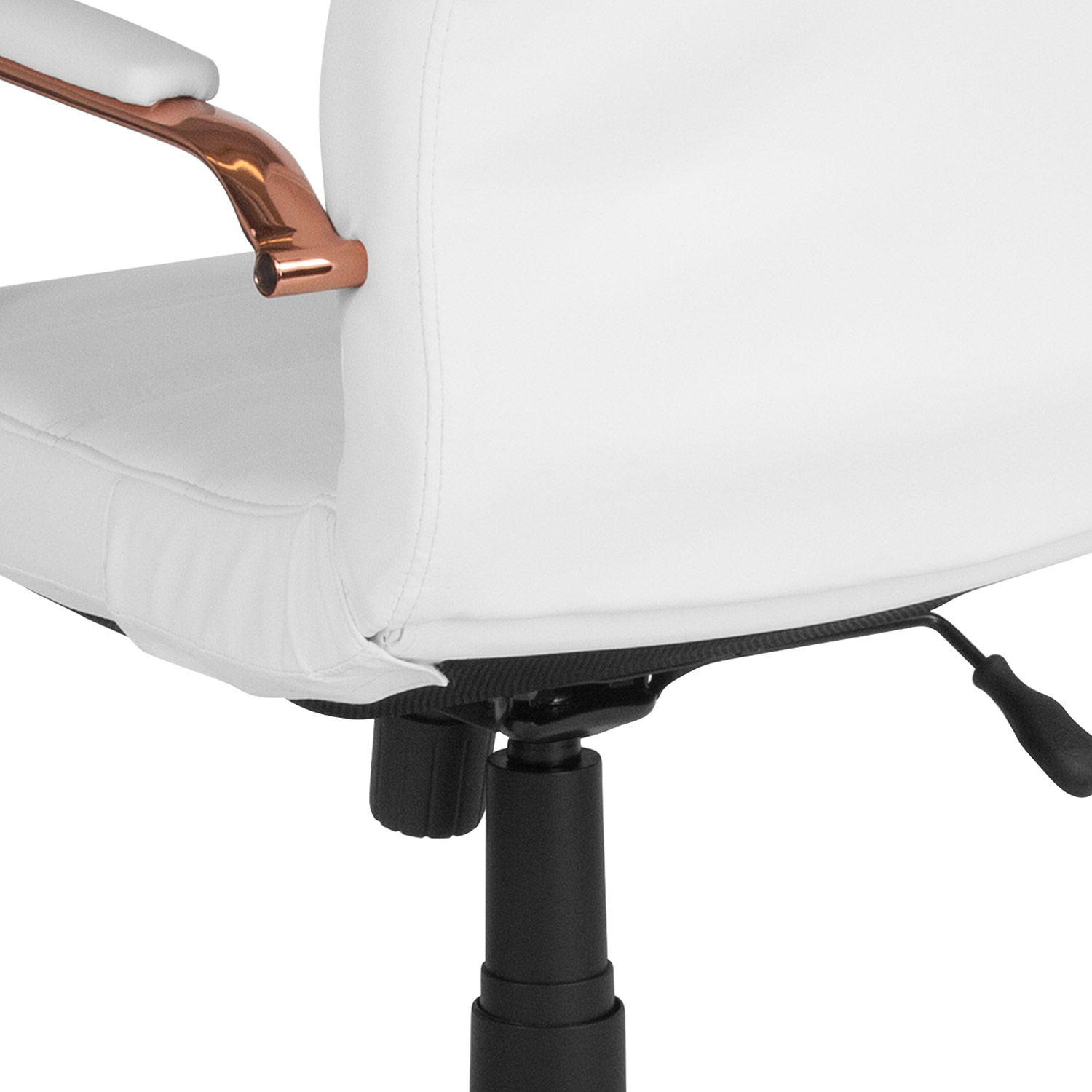 BLNK Whitney LeatherSoft Mid-Back Executive Swivel Office Chair with Rose Gold Frame and Arms - White