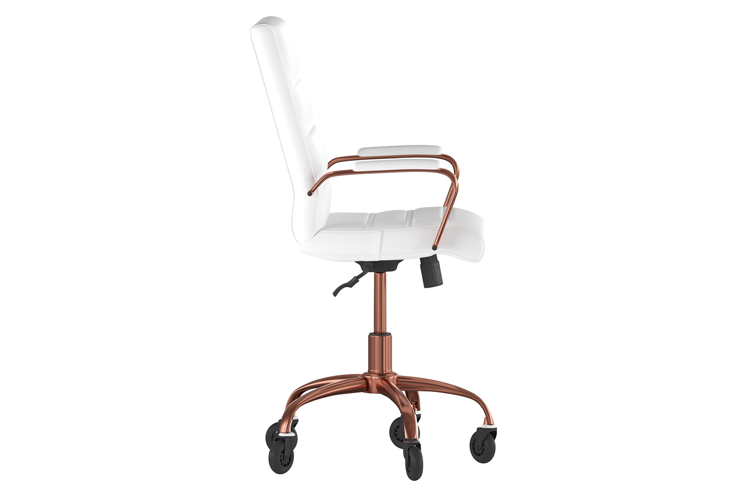 BLNK Camilia LeatherSoft Executive Swivel Office Chair with Arms and Transparent Roller Wheels - White