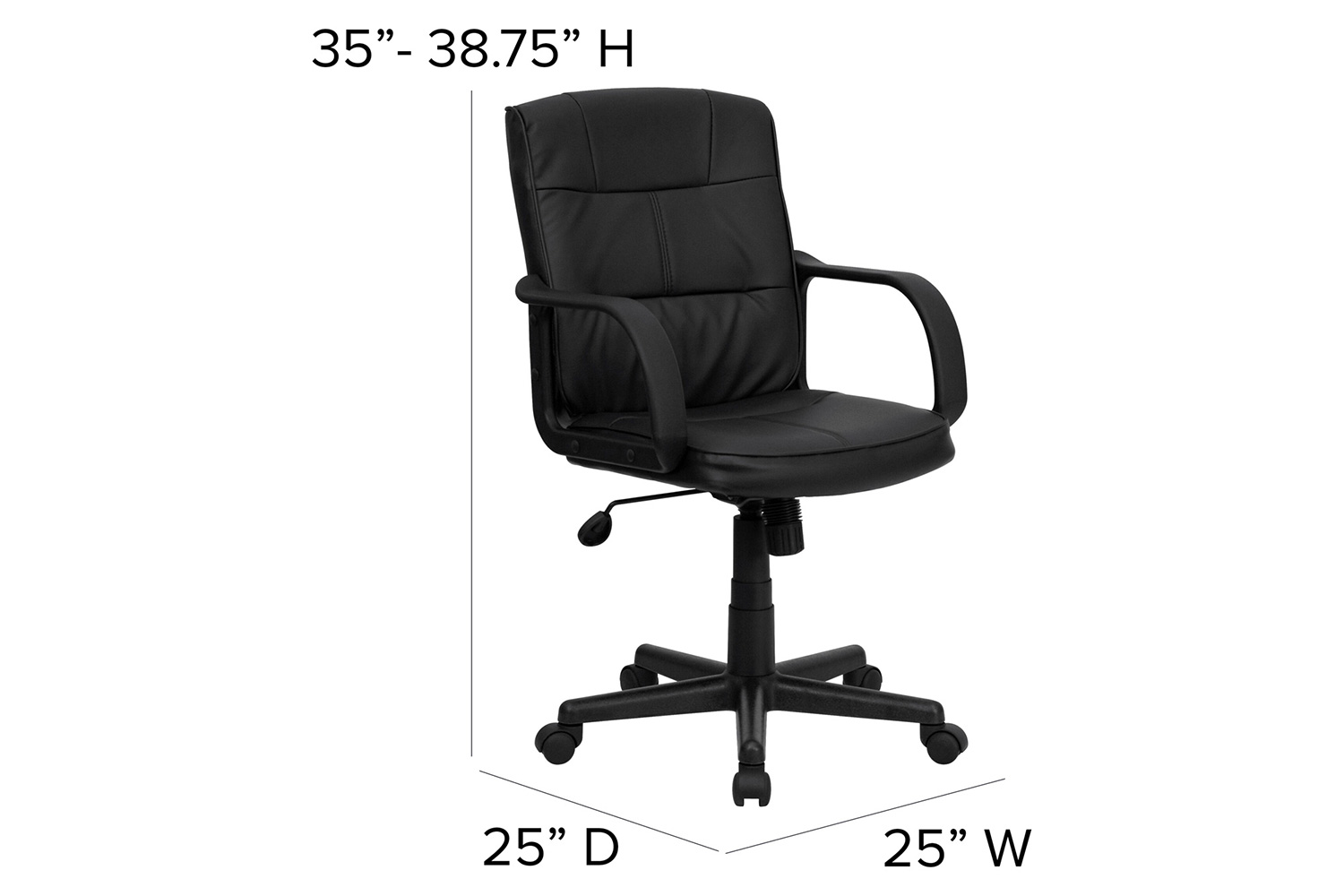 BLNK - Rider LeatherSoft Mid-Back Swivel Task Office Chair with Arms