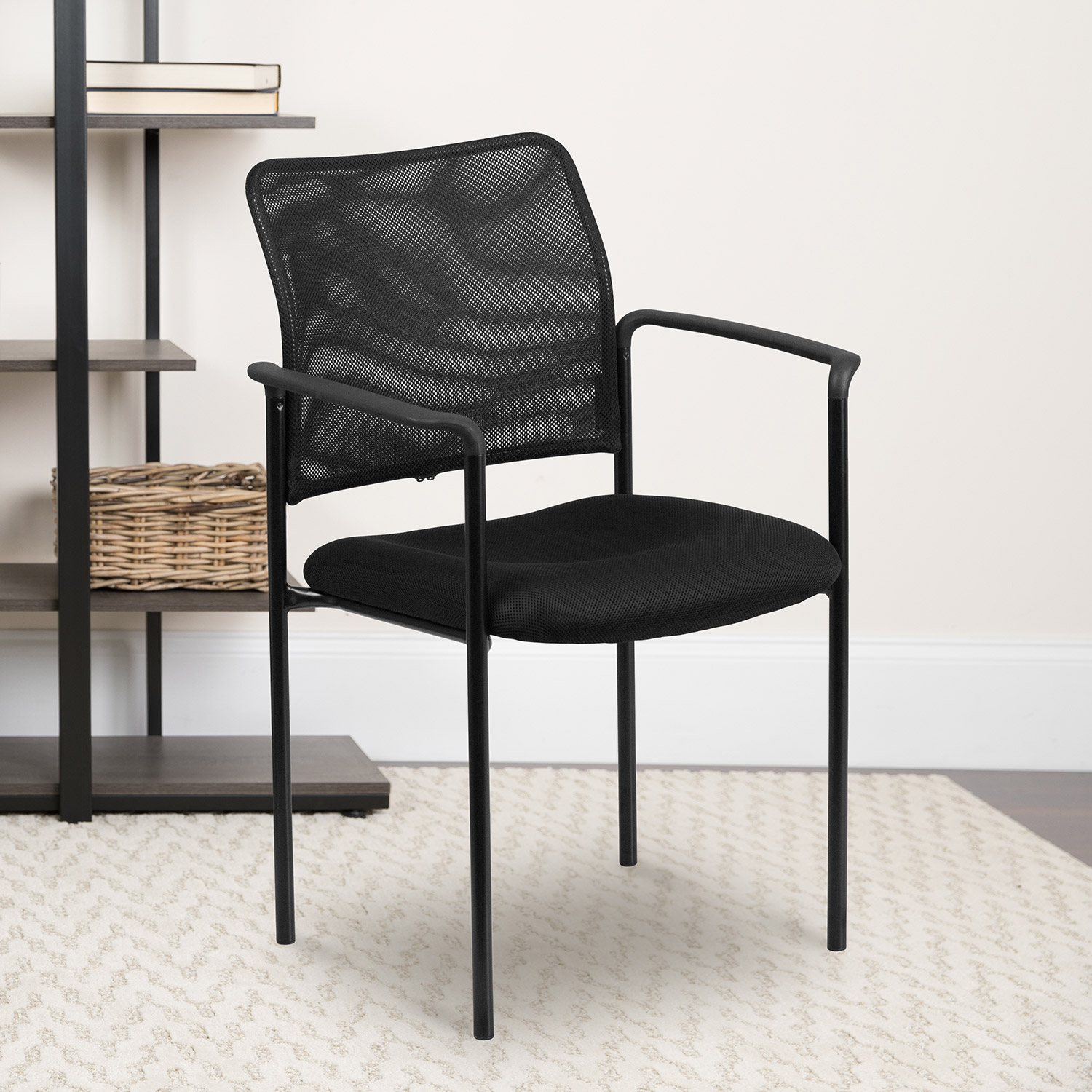 BLNK Jana Comfort Black Mesh Stackable Steel Side Chair