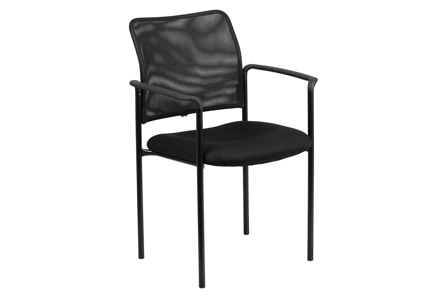 BLNK Jana Comfort Black Mesh Stackable Steel Side Chair - with Arms