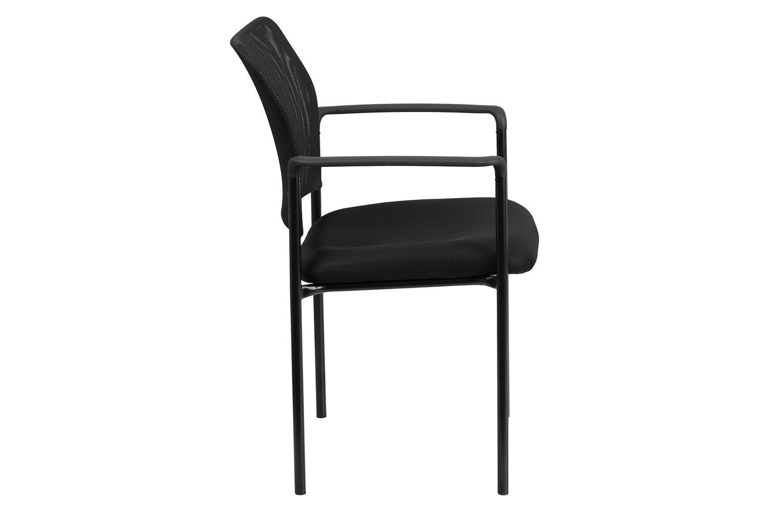 BLNK Jana Comfort Black Mesh Stackable Steel Side Chair - with Arms