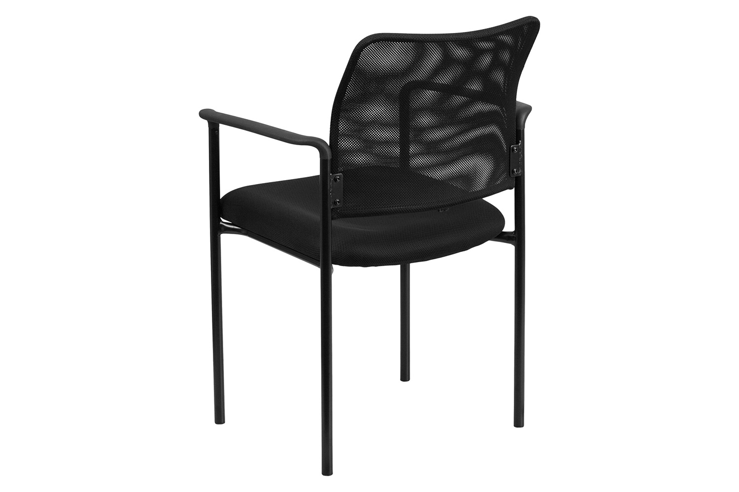 BLNK Jana Comfort Black Mesh Stackable Steel Side Chair - with Arms