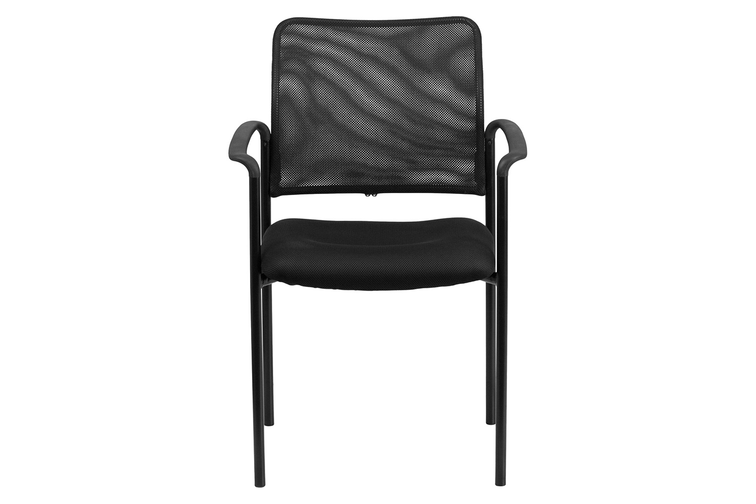 BLNK Jana Comfort Black Mesh Stackable Steel Side Chair - with Arms