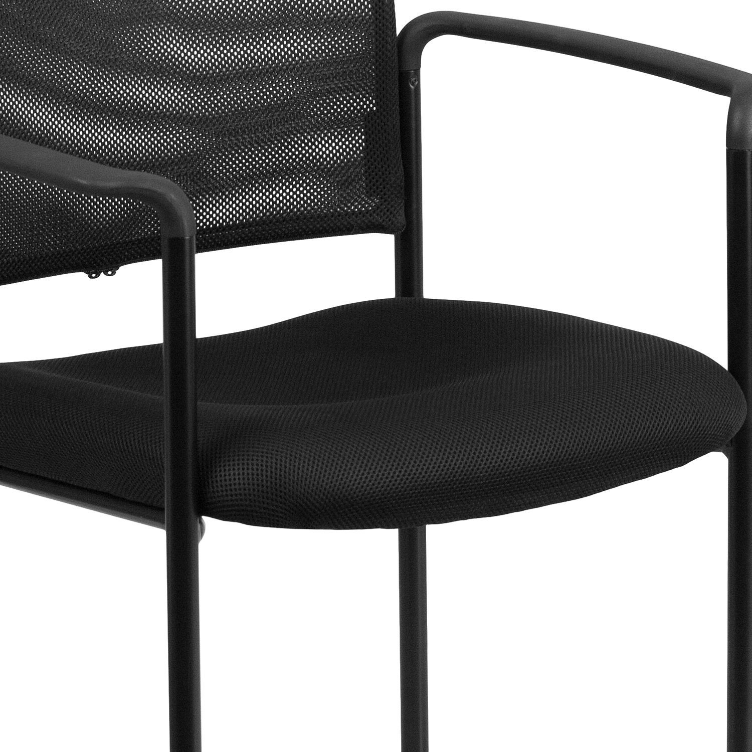 BLNK Jana Comfort Black Mesh Stackable Steel Side Chair - with Arms