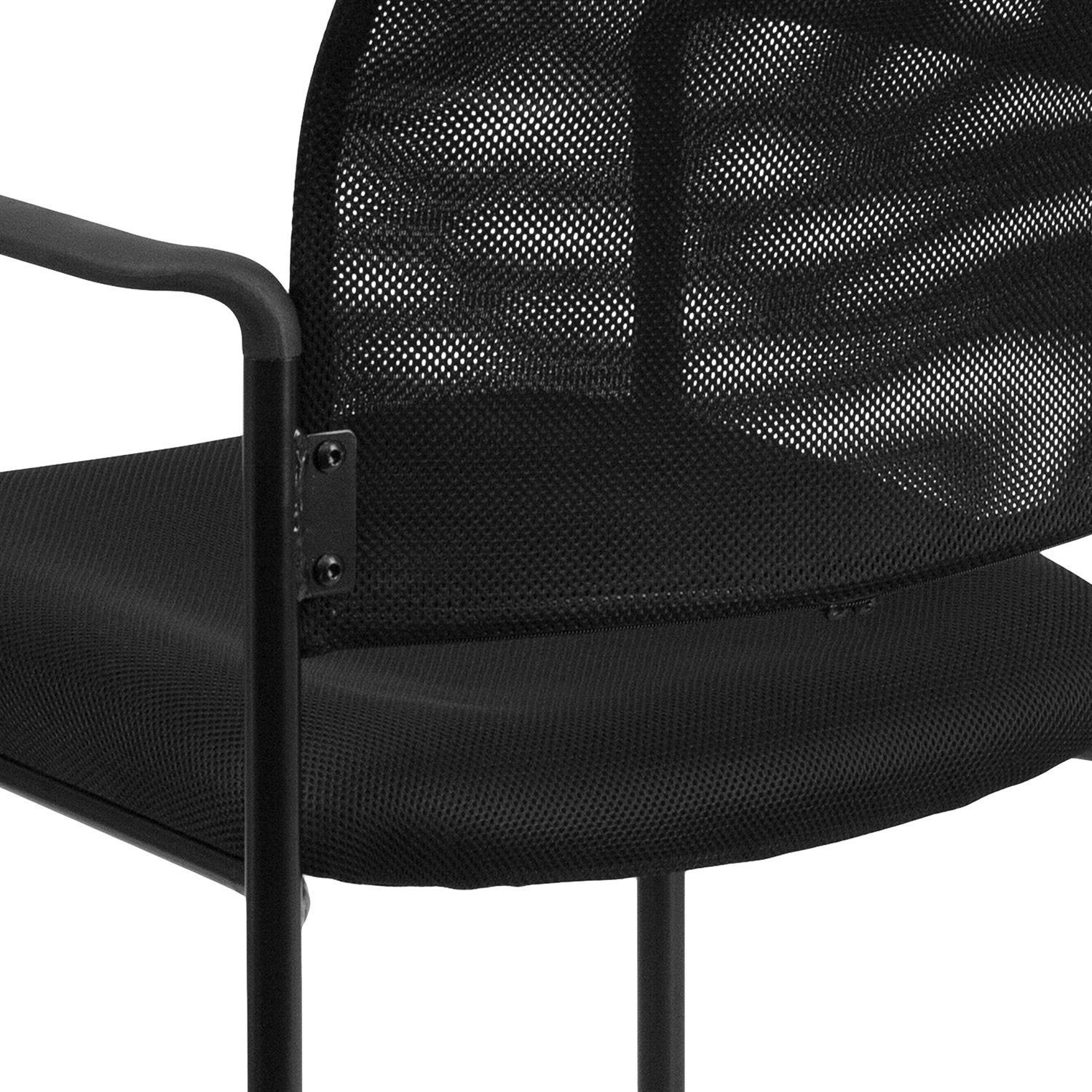 BLNK Jana Comfort Black Mesh Stackable Steel Side Chair - with Arms