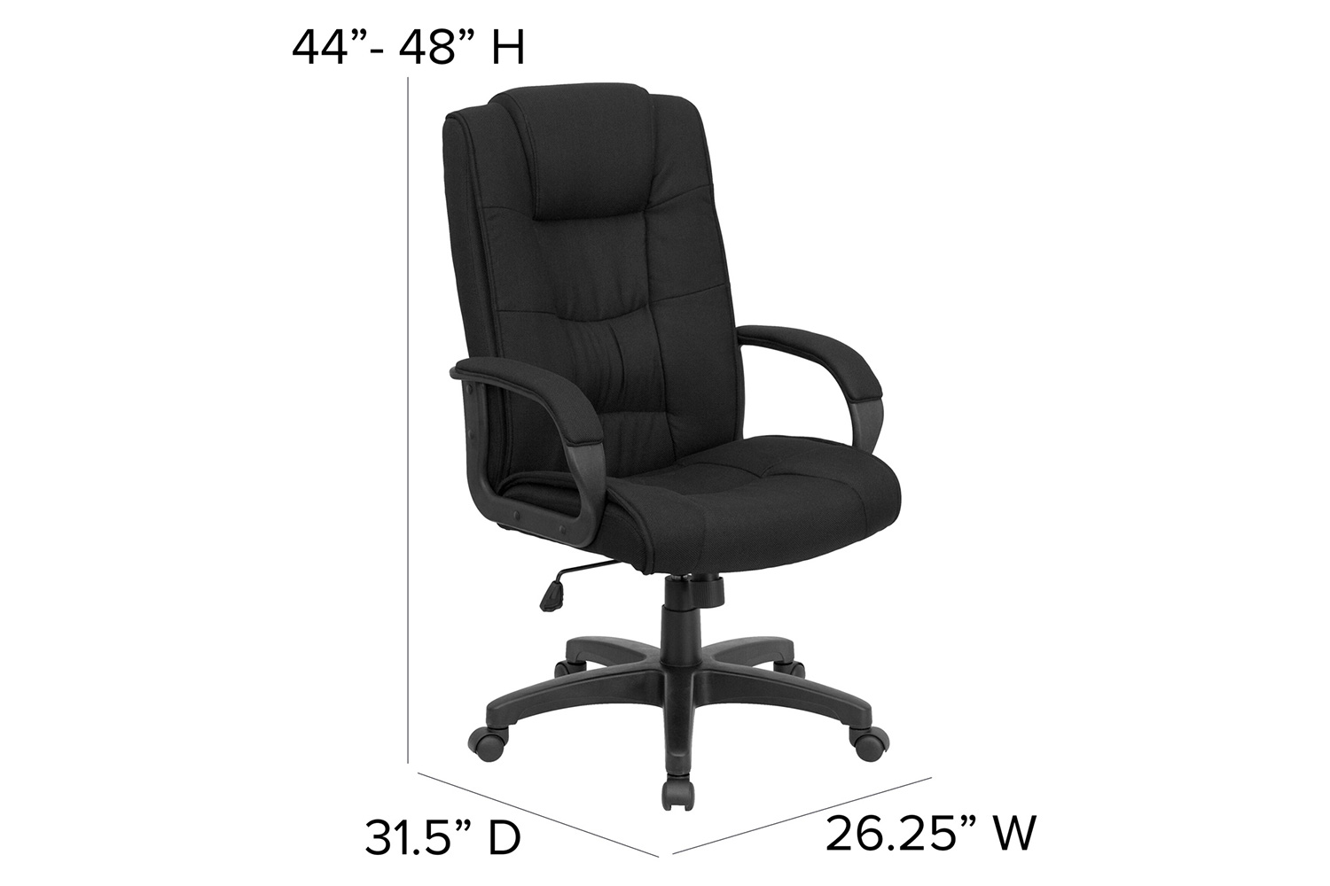 BLNK Jessica Fabric High Back Executive Swivel Office Chair with Arms - Black