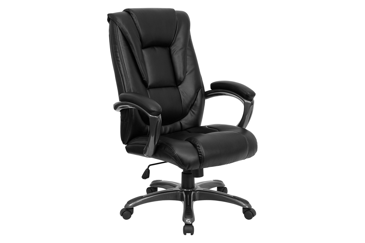 BLNK - Oma LeatherSoft High-Back Layered Upholstered Executive Swivel Ergonomic Office Chair with Smoke Base and Arms