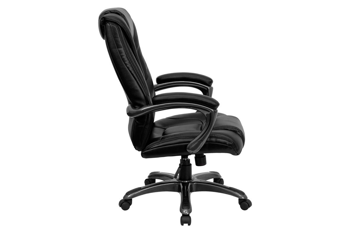 BLNK - Oma LeatherSoft High-Back Layered Upholstered Executive Swivel Ergonomic Office Chair with Smoke Base and Arms