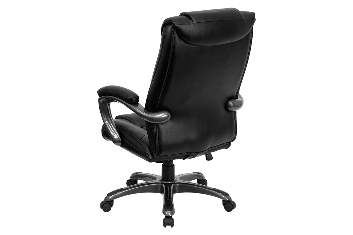 BLNK - Oma LeatherSoft High-Back Layered Upholstered Executive Swivel Ergonomic Office Chair with Smoke Base and Arms