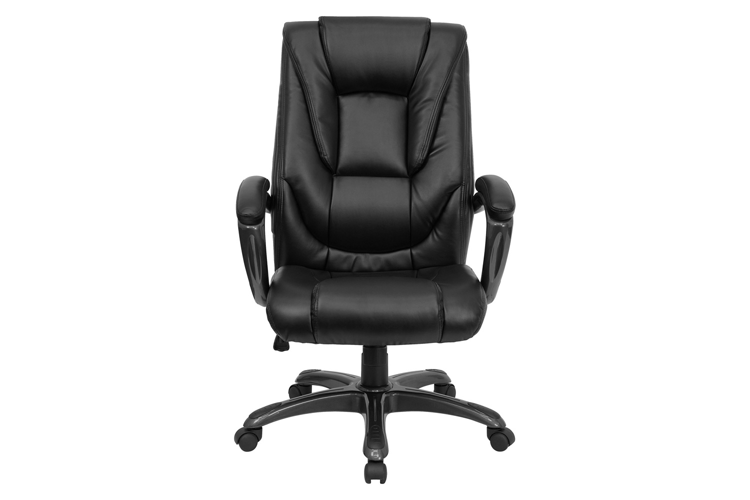 BLNK - Oma LeatherSoft High-Back Layered Upholstered Executive Swivel Ergonomic Office Chair with Smoke Base and Arms