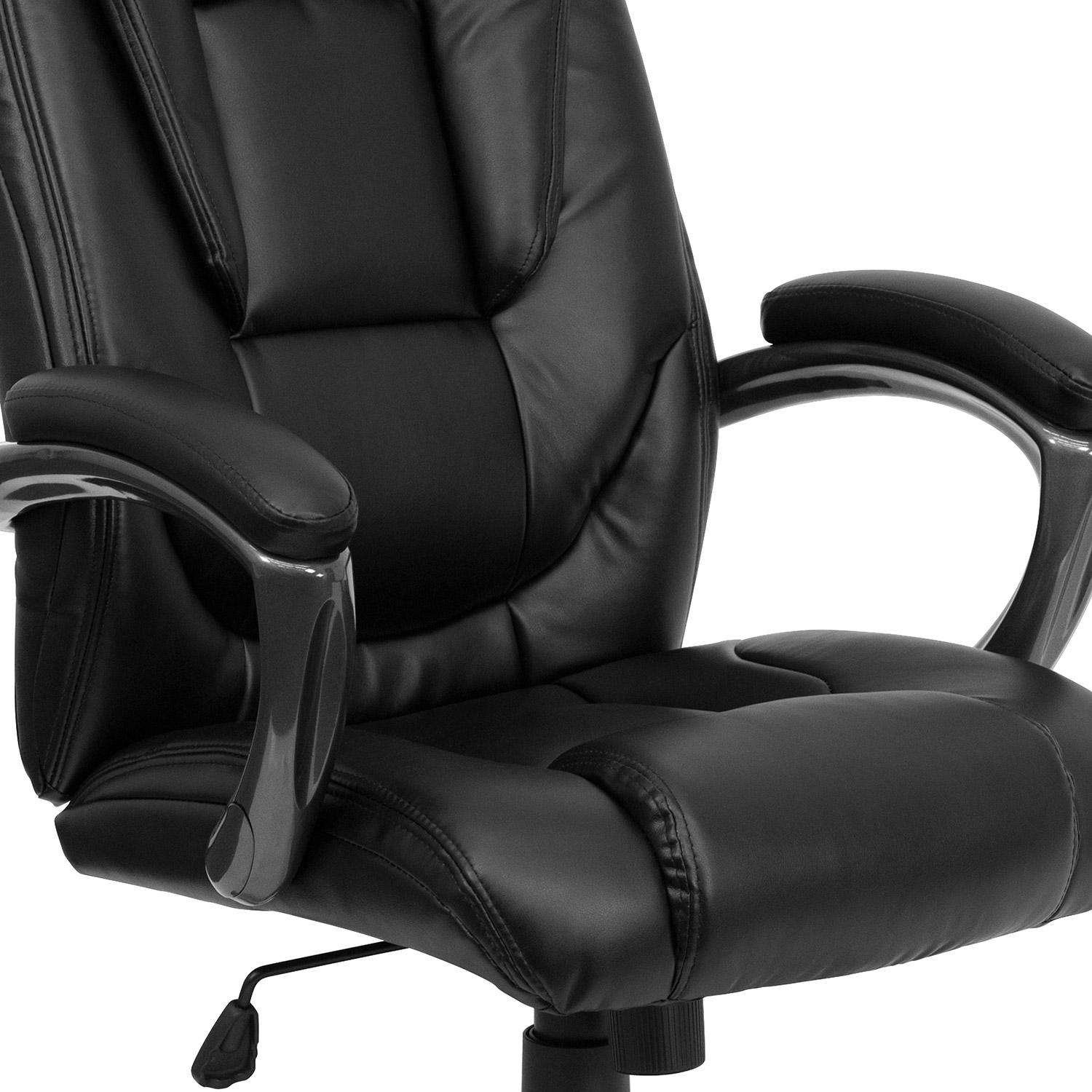 BLNK - Oma LeatherSoft High-Back Layered Upholstered Executive Swivel Ergonomic Office Chair with Smoke Base and Arms