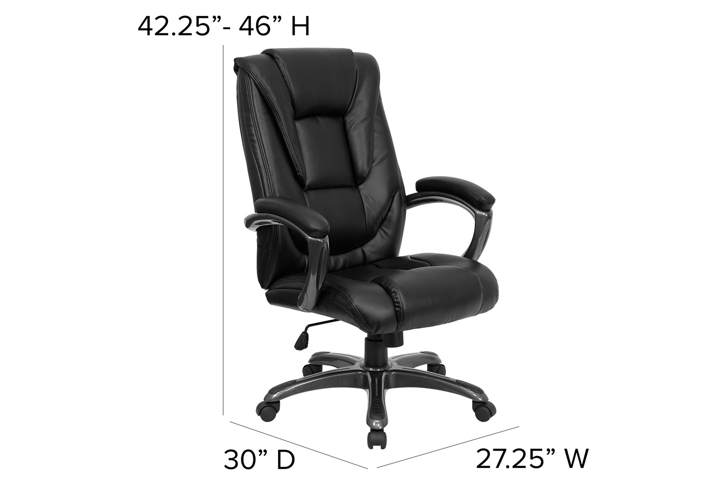 BLNK - Oma LeatherSoft High-Back Layered Upholstered Executive Swivel Ergonomic Office Chair with Smoke Base and Arms