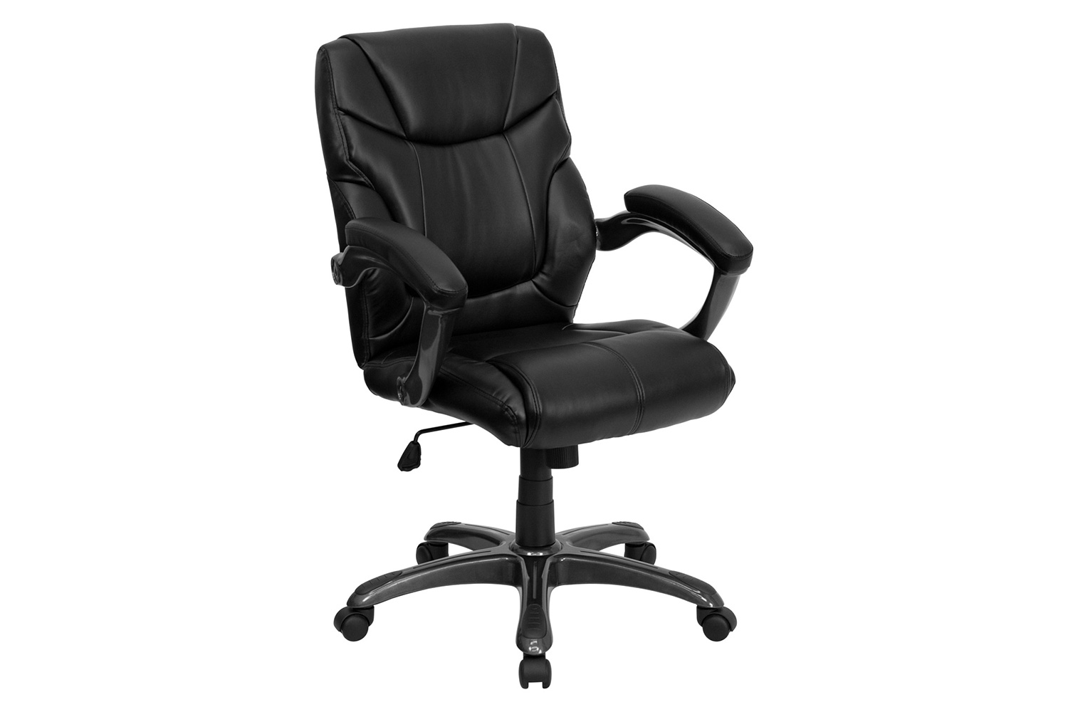 BLNK - Megan LeatherSoft Mid-Back Overstuffed Swivel Task Ergonomic Office Chair with Arms