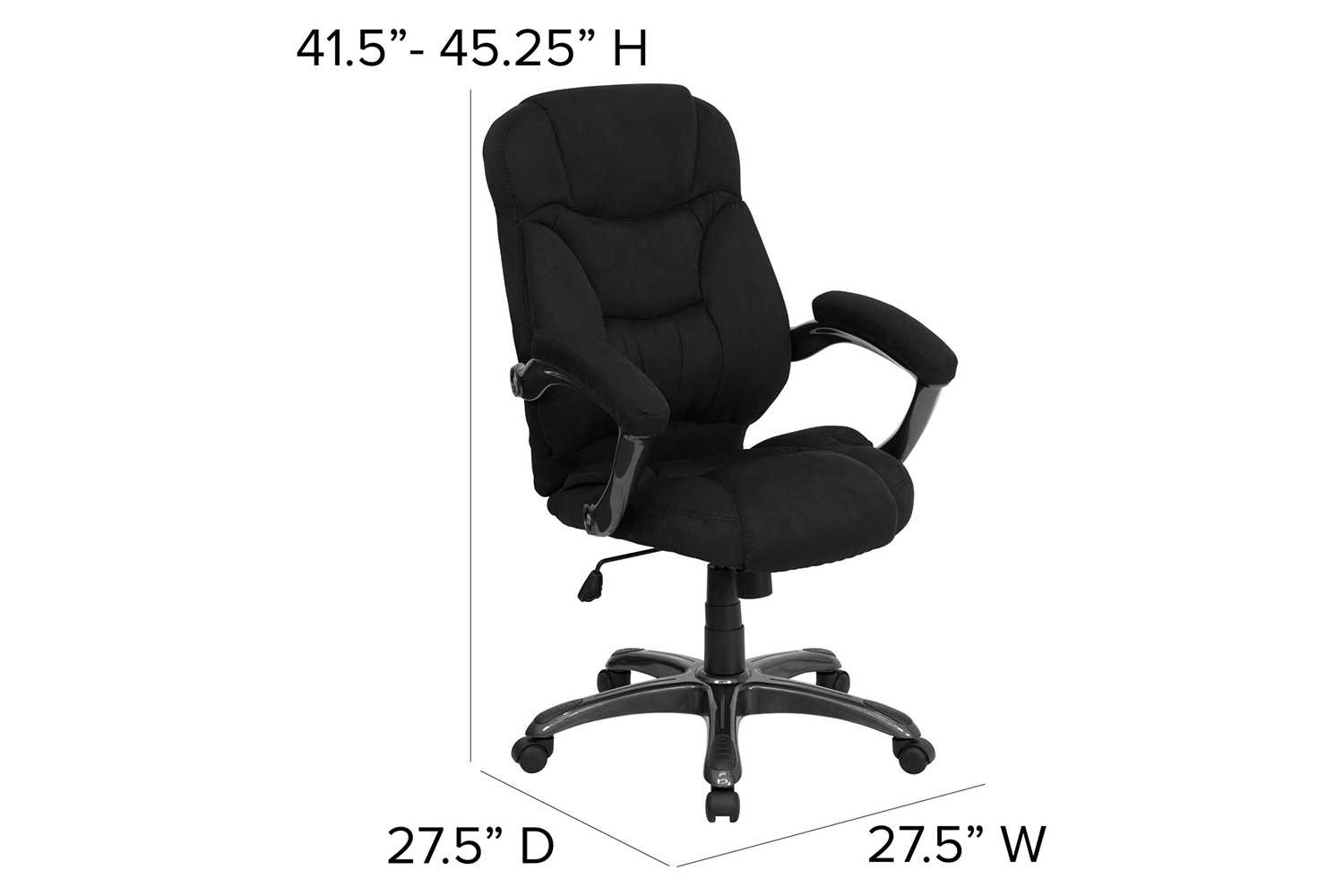 BLNK Jessie Microfiber High-Back Contemporary Executive Swivel Ergonomic Office Chair with Arms - Black