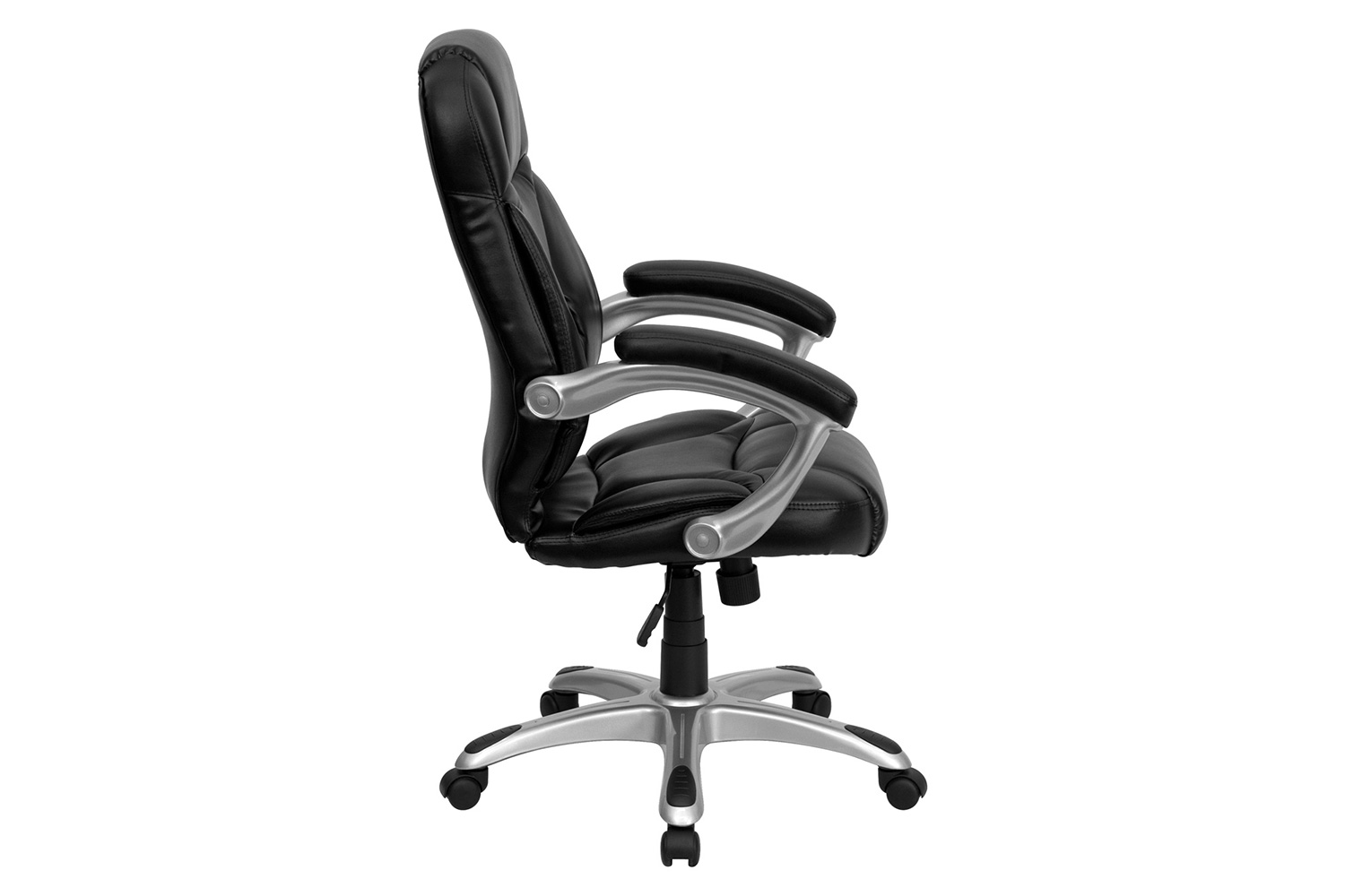 BLNK - Jessie LeatherSoft High-Back Contemporary Executive Swivel Ergonomic Office Chair with Silver Nylon Base and Arms