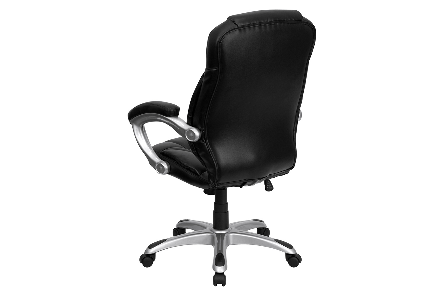 BLNK - Jessie LeatherSoft High-Back Contemporary Executive Swivel Ergonomic Office Chair with Silver Nylon Base and Arms