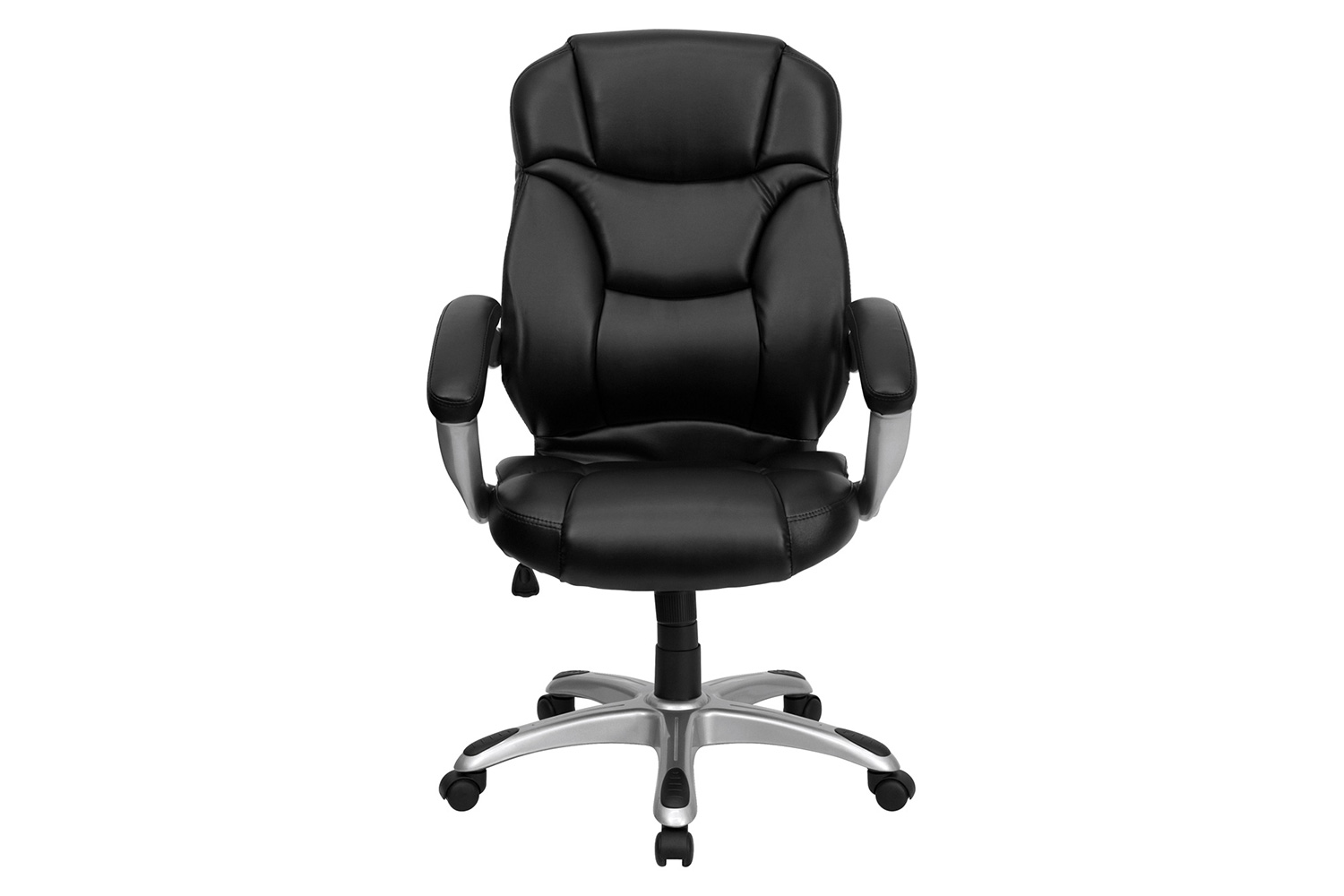 BLNK - Jessie LeatherSoft High-Back Contemporary Executive Swivel Ergonomic Office Chair with Silver Nylon Base and Arms