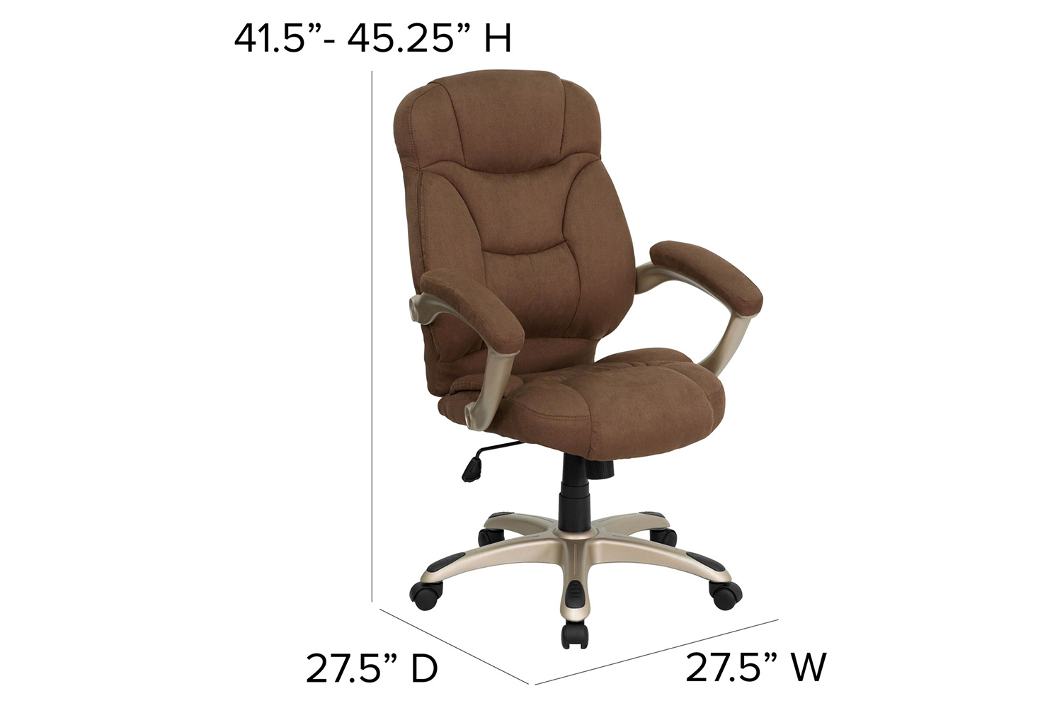 BLNK Jessie Microfiber High-Back Contemporary Executive Swivel Ergonomic Office Chair with Arms - Brown