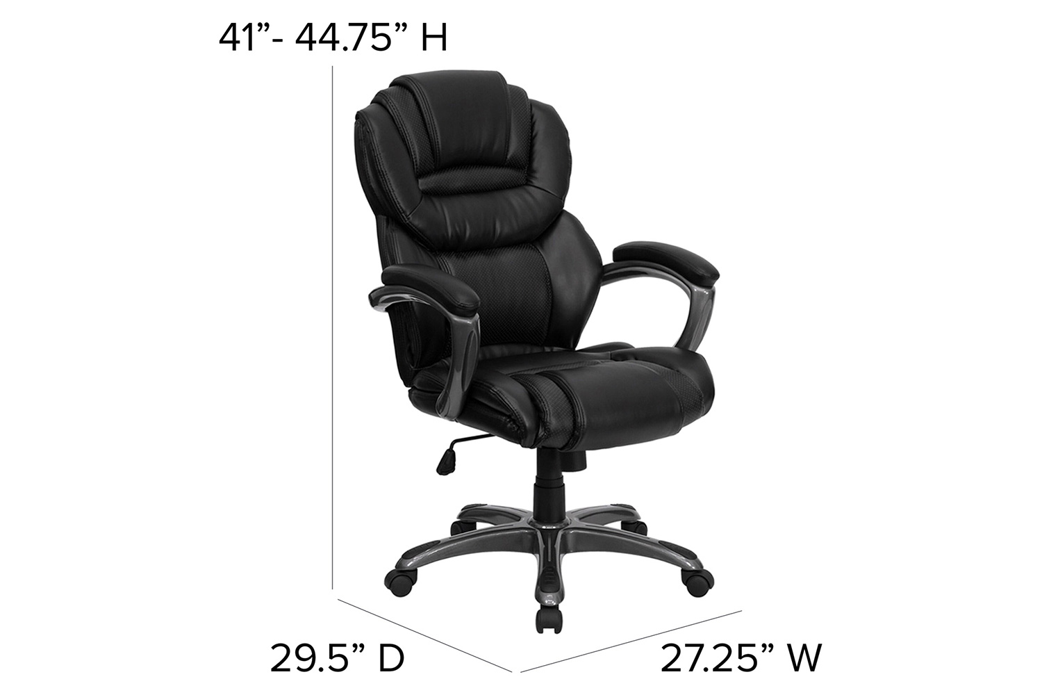 BLNK Stella LeatherSoft High-Back Executive Swivel Ergonomic Office Chair with Arms - Black