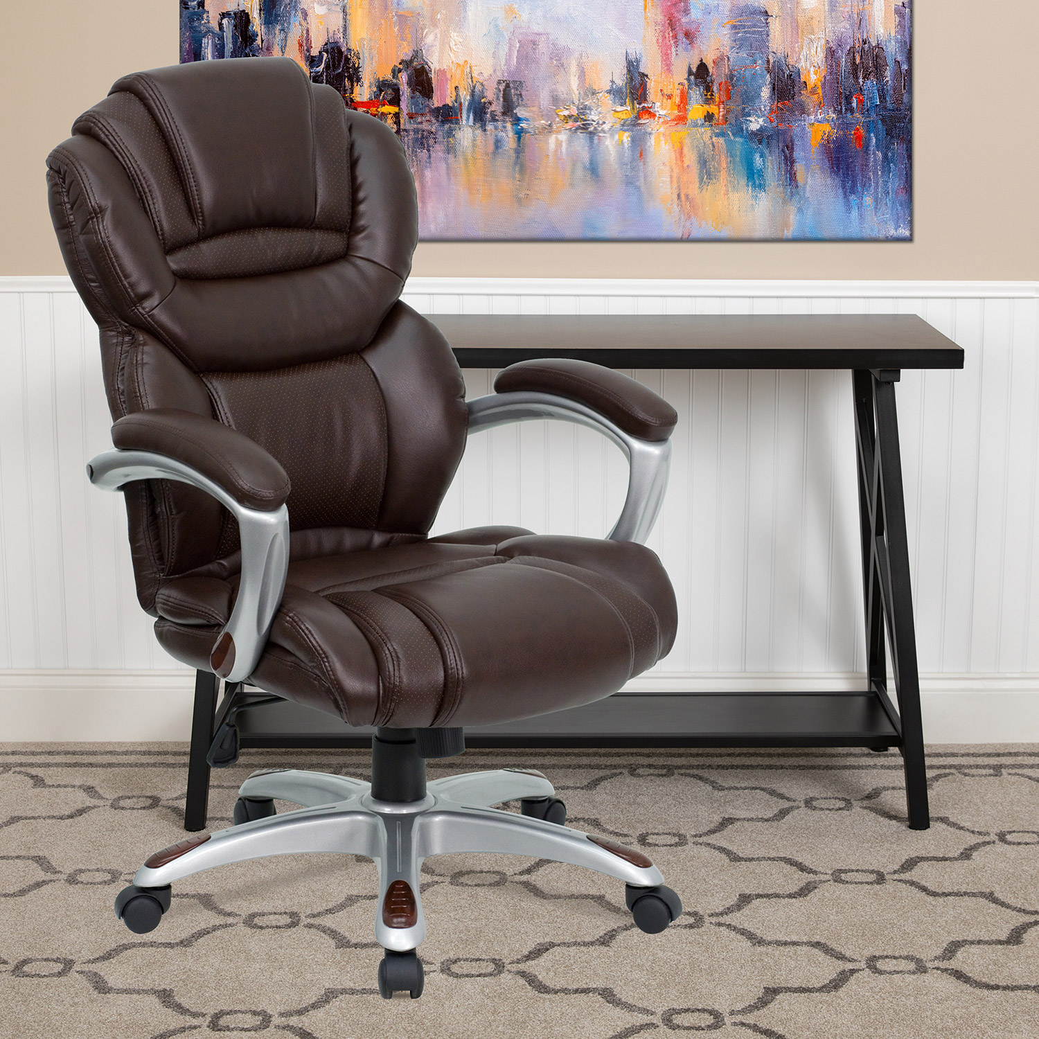 BLNK Stella LeatherSoft High-Back Executive Swivel Ergonomic Office Chair with Arms