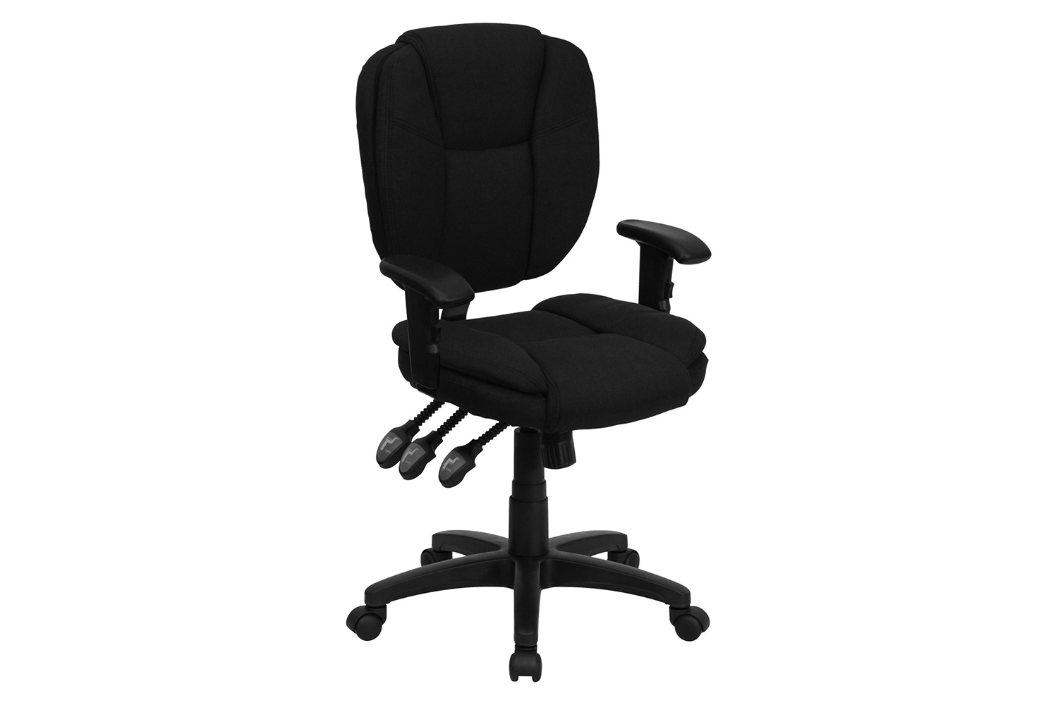 BLNK Caroline Fabric Multifunction Swivel Ergonomic Task Office Chair with Pillow Top Cushioning - Black, with Arms