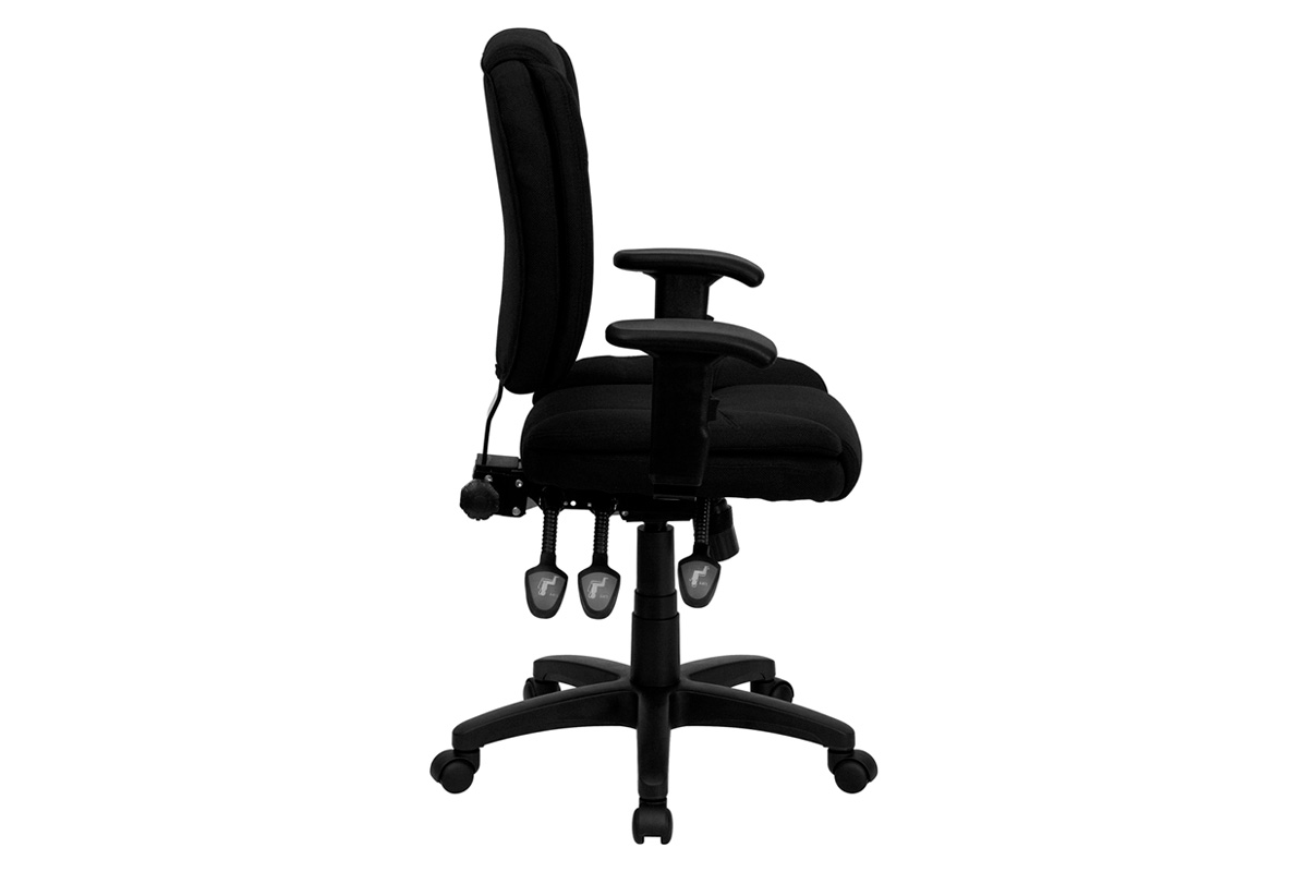 BLNK Caroline Fabric Multifunction Swivel Ergonomic Task Office Chair with Pillow Top Cushioning - Black, with Arms