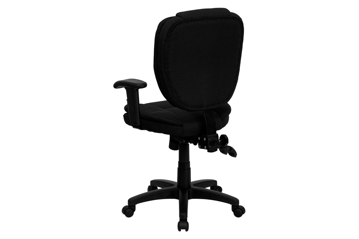 BLNK Caroline Fabric Multifunction Swivel Ergonomic Task Office Chair with Pillow Top Cushioning - Black, with Arms