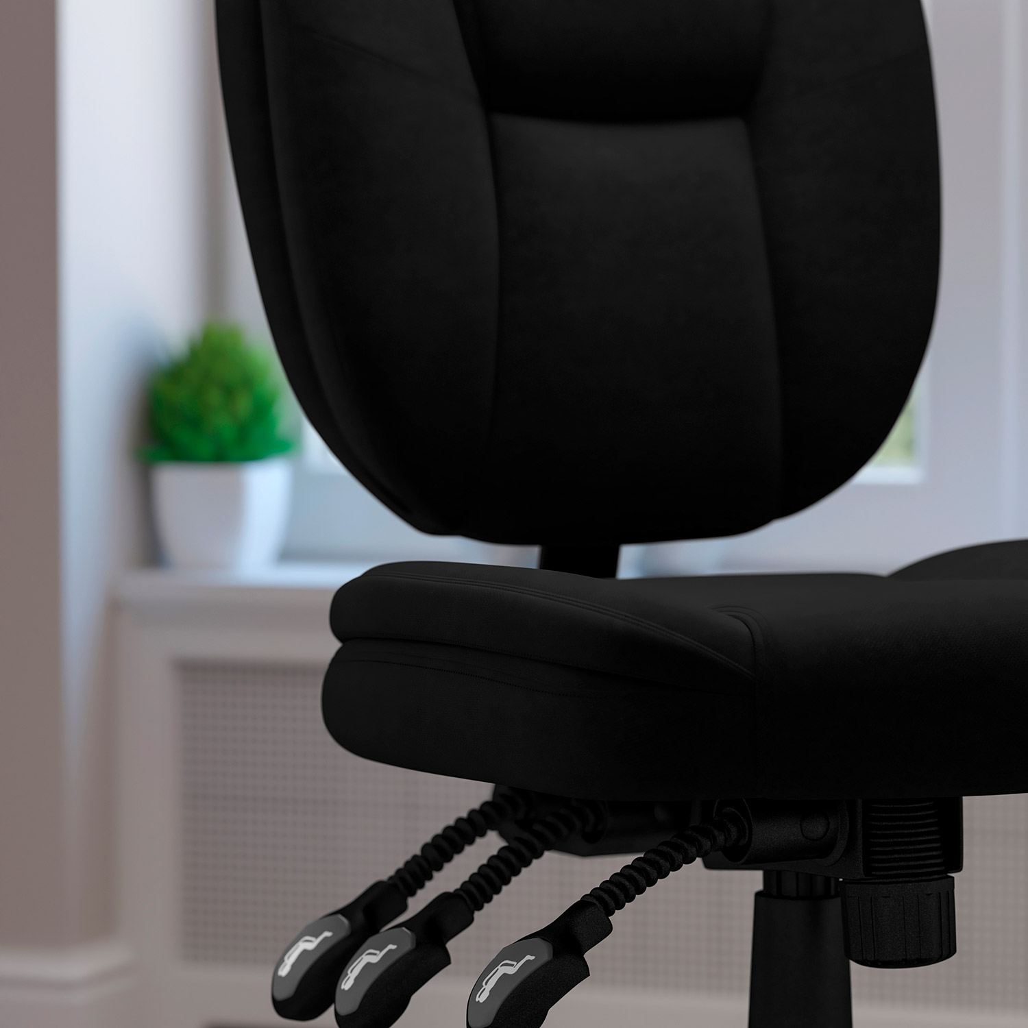 BLNK Caroline Fabric Multifunction Swivel Ergonomic Task Office Chair with Pillow Top Cushioning - Black