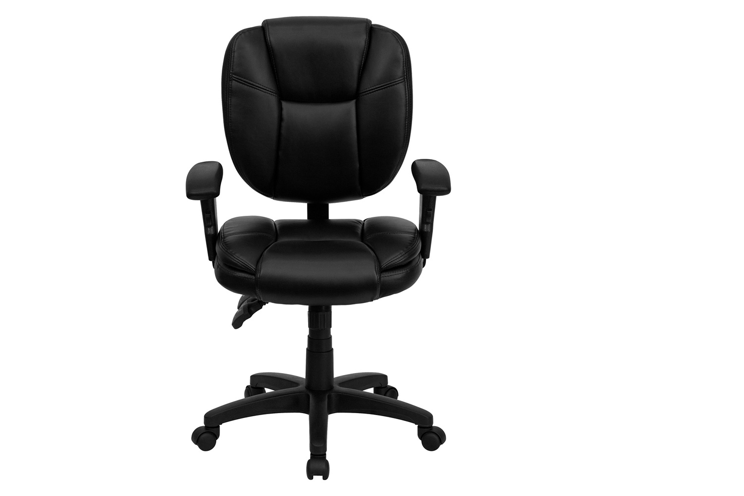 BLNK Caroline LeatherSoft Multifunction Swivel Ergonomic Task Office Chair with Pillow Top Cushioning - Black, with Arms