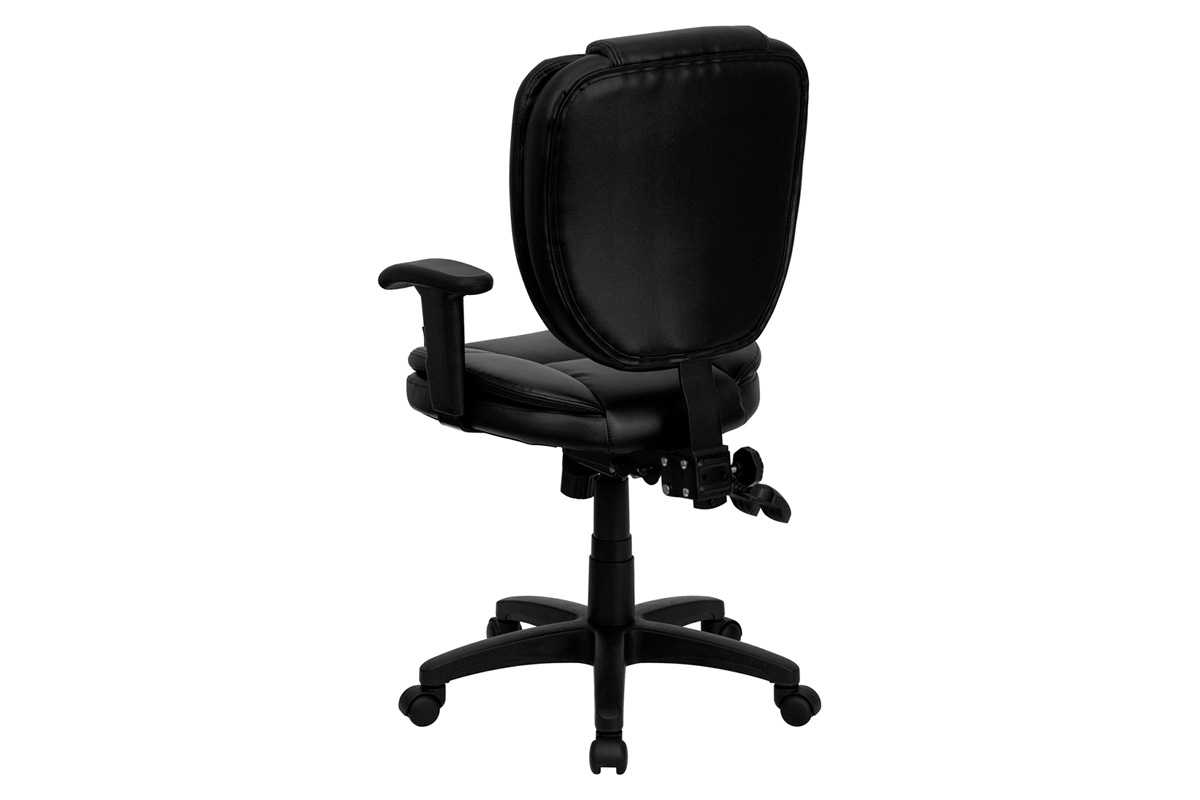 BLNK Caroline LeatherSoft Multifunction Swivel Ergonomic Task Office Chair with Pillow Top Cushioning - Black, with Arms