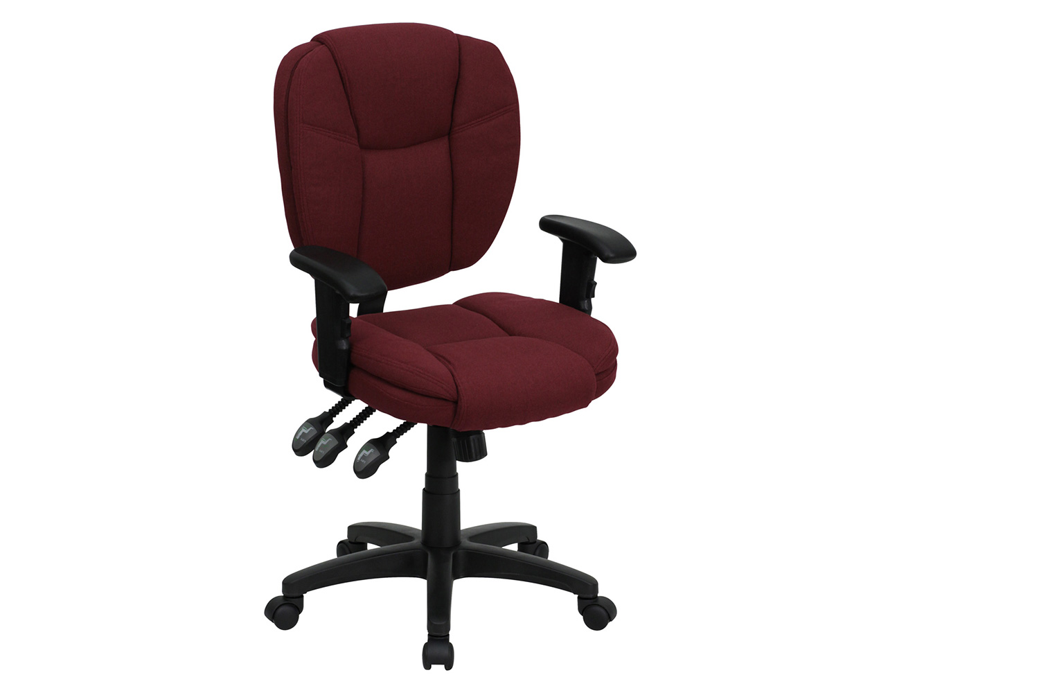 BLNK Caroline Fabric Multifunction Swivel Ergonomic Task Office Chair with Pillow Top Cushioning - Burgundy, with Arms