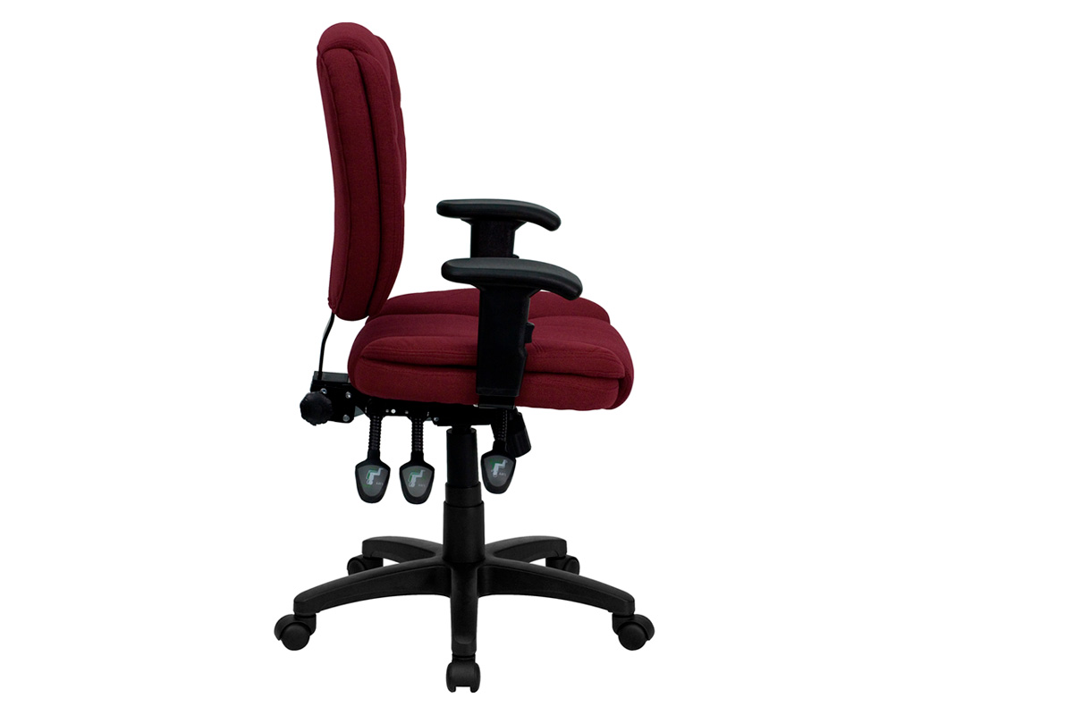 BLNK Caroline Fabric Multifunction Swivel Ergonomic Task Office Chair with Pillow Top Cushioning - Burgundy, with Arms