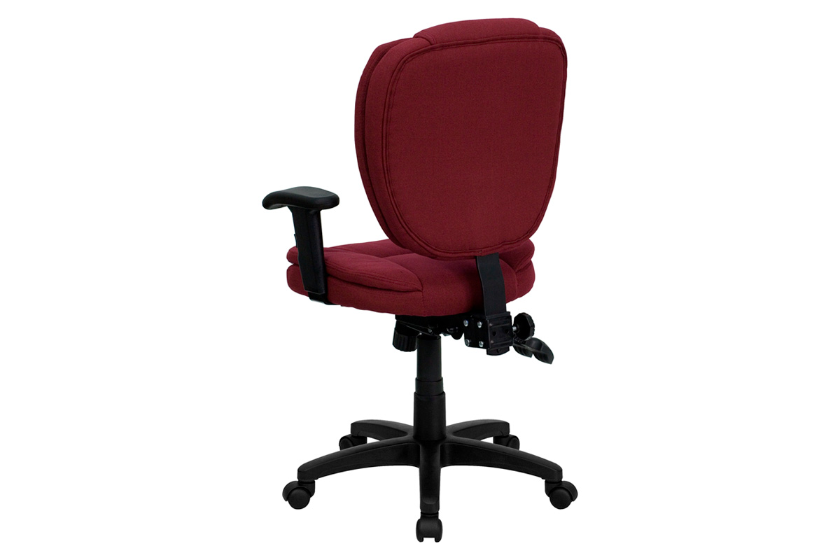 BLNK Caroline Fabric Multifunction Swivel Ergonomic Task Office Chair with Pillow Top Cushioning - Burgundy, with Arms