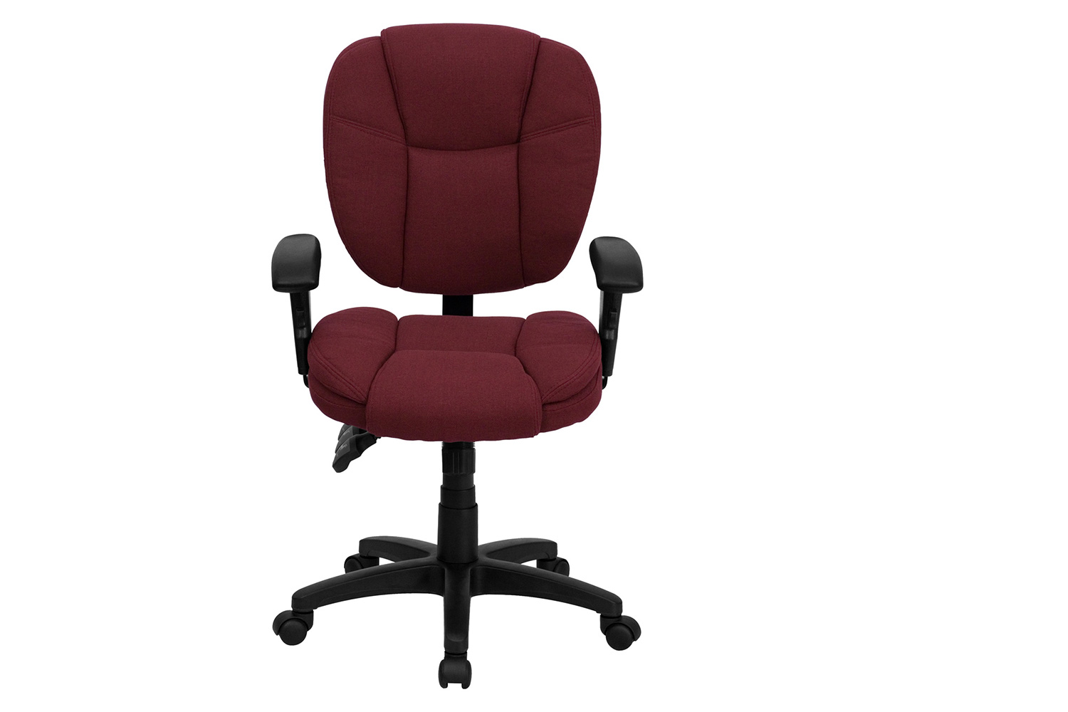 BLNK Caroline Fabric Multifunction Swivel Ergonomic Task Office Chair with Pillow Top Cushioning - Burgundy, with Arms