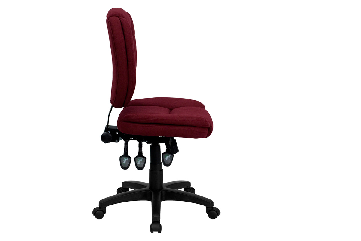 BLNK Caroline Fabric Multifunction Swivel Ergonomic Task Office Chair with Pillow Top Cushioning - Burgundy