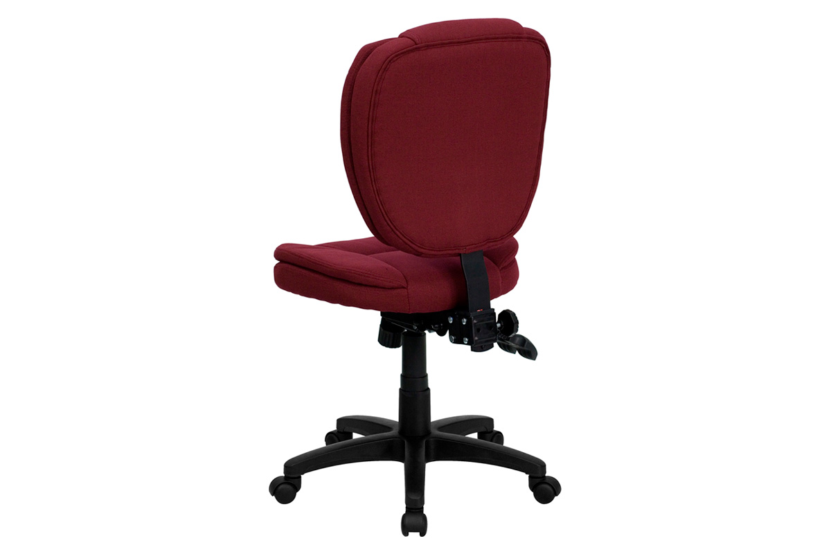 BLNK Caroline Fabric Multifunction Swivel Ergonomic Task Office Chair with Pillow Top Cushioning - Burgundy