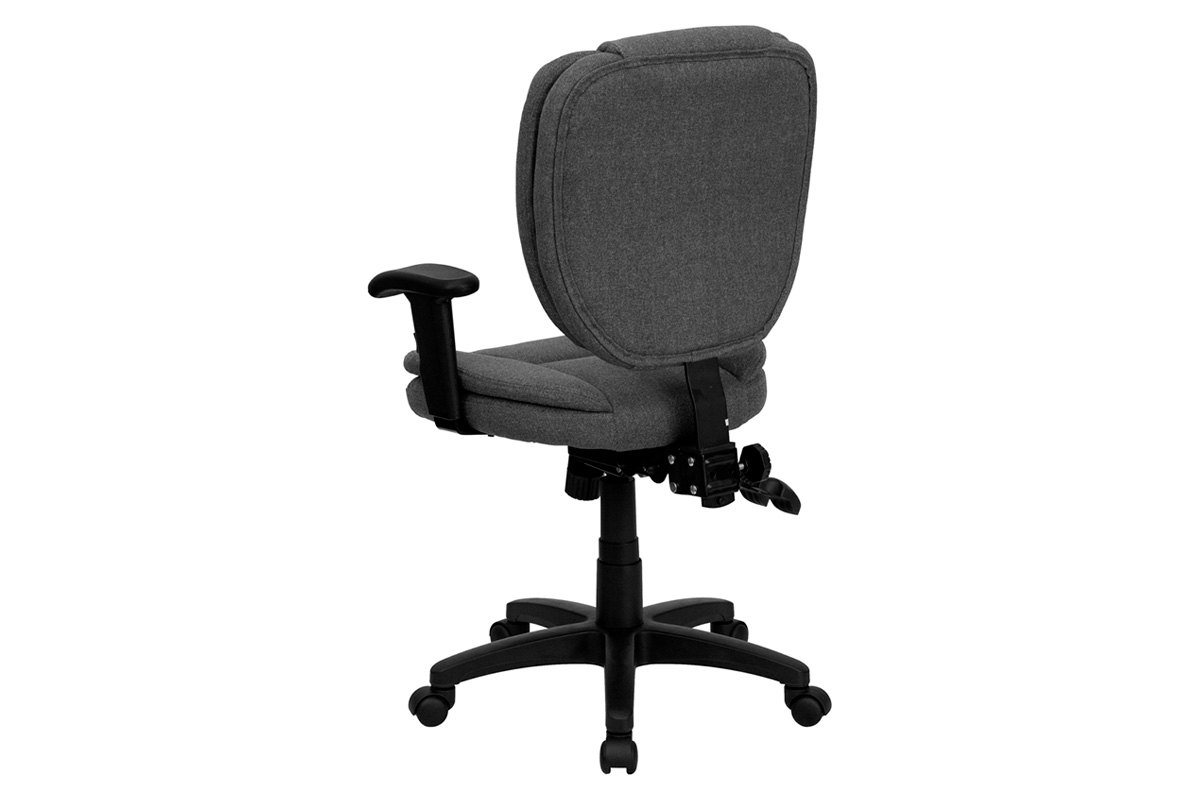 BLNK Caroline Fabric Multifunction Swivel Ergonomic Task Office Chair with Pillow Top Cushioning - Gray, with Arms