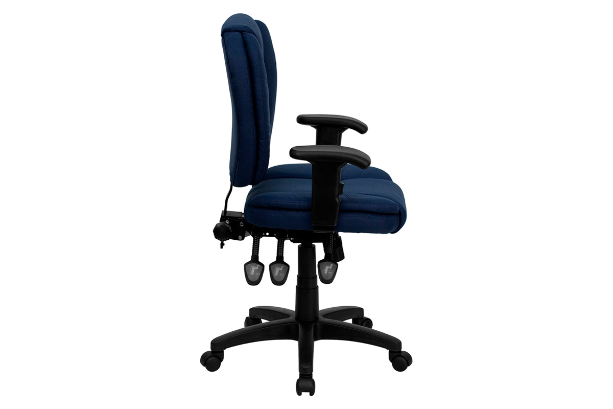 BLNK Caroline Fabric Multifunction Swivel Ergonomic Task Office Chair with Pillow Top Cushioning - Navy Blue, with Arms