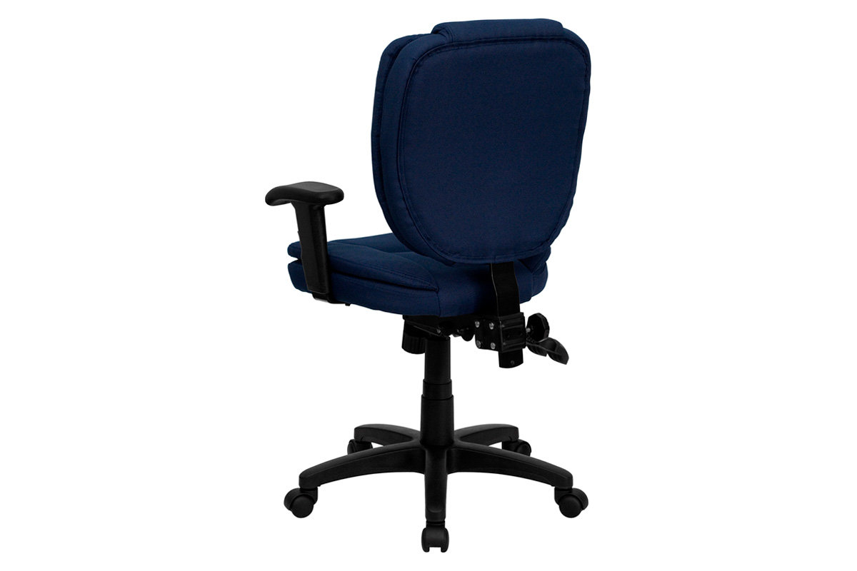 BLNK Caroline Fabric Multifunction Swivel Ergonomic Task Office Chair with Pillow Top Cushioning - Navy Blue, with Arms