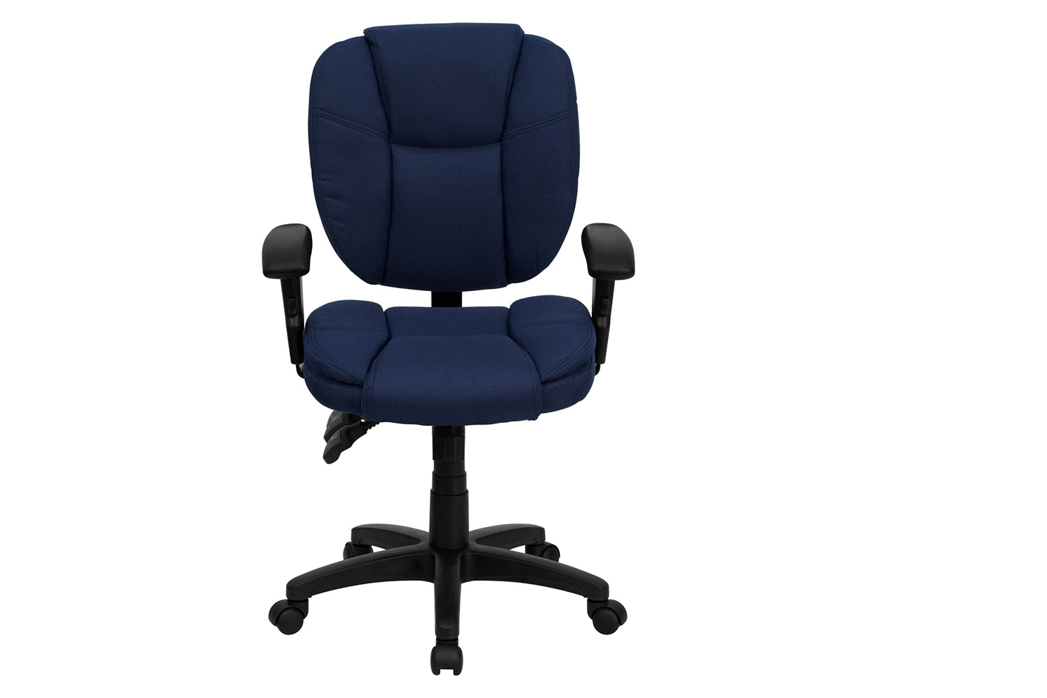 BLNK Caroline Fabric Multifunction Swivel Ergonomic Task Office Chair with Pillow Top Cushioning - Navy Blue, with Arms