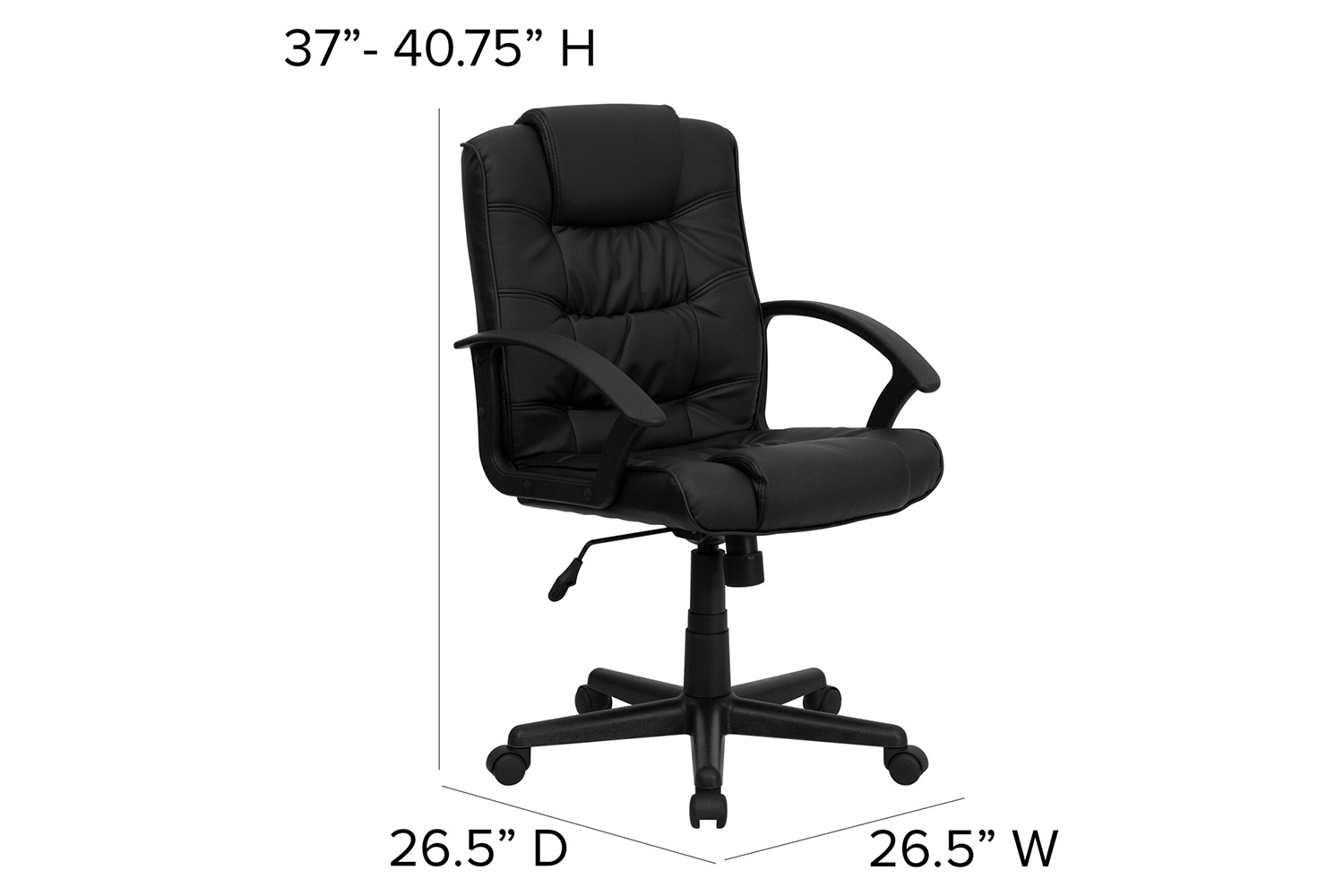 BLNK - Lindon LeatherSoft Mid-Back Swivel Task Office Chair with Arms