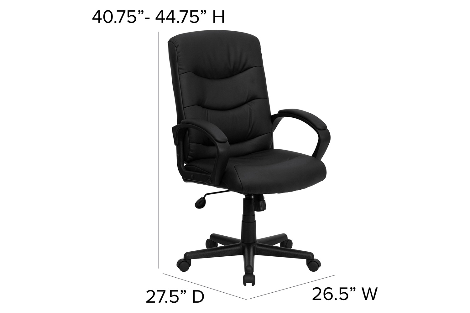 BLNK - Chelsea LeatherSoft Mid-Back Executive Swivel Office Chair with Three Line Horizontal Stitch Back and Arms