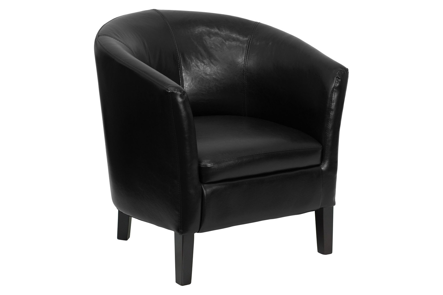 BLNK Lauren LeatherSoft Barrel Shaped Guest Chair with Wooden Legs