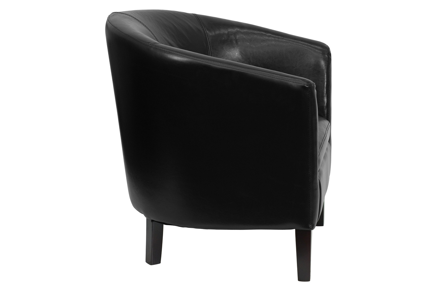 BLNK Lauren LeatherSoft Barrel Shaped Guest Chair with Wooden Legs - Black