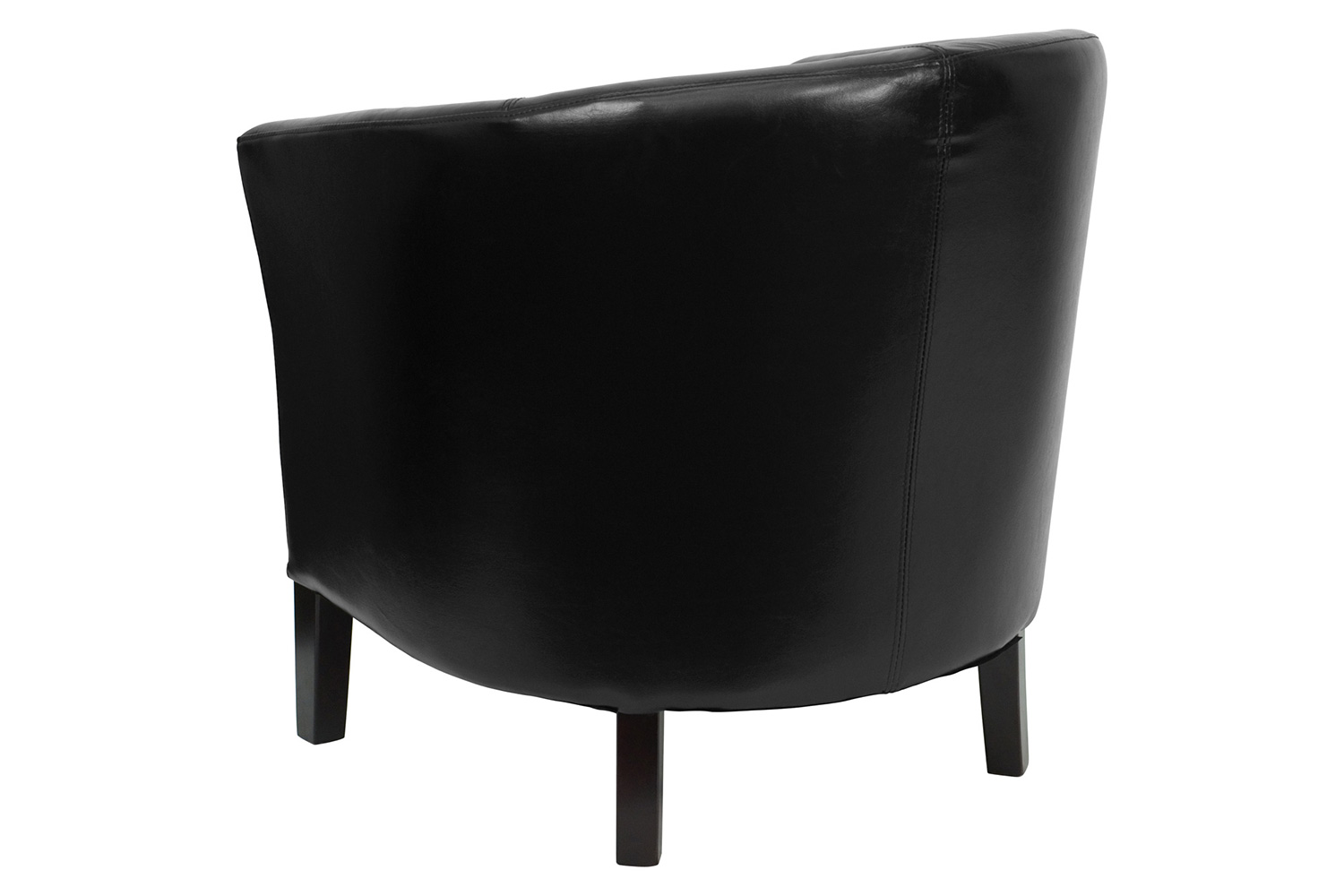 BLNK Lauren LeatherSoft Barrel Shaped Guest Chair with Wooden Legs - Black