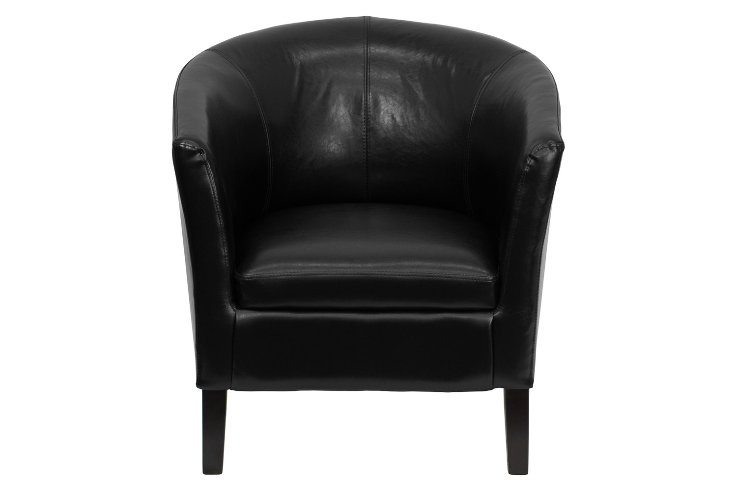 BLNK Lauren LeatherSoft Barrel Shaped Guest Chair with Wooden Legs - Black