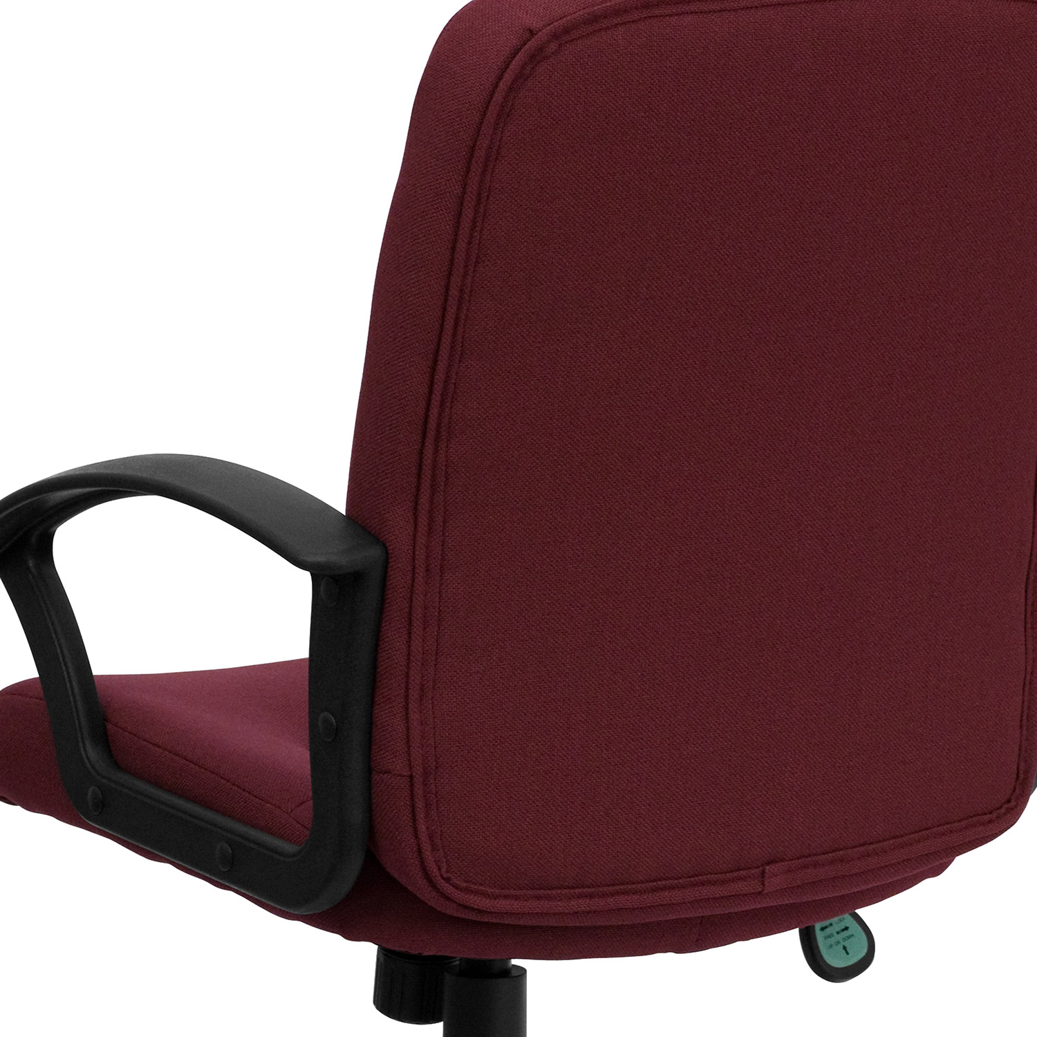 BLNK Garver Fabric Mid-Back Executive Swivel Office Chair with Nylon Arms - Burgundy