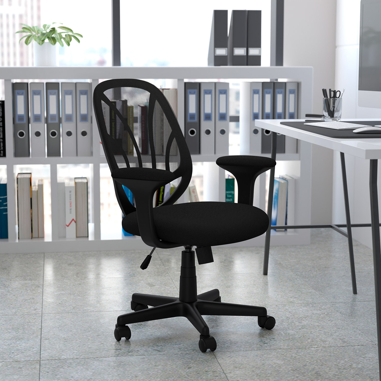 BLNK Y-GO Office Chair Mid-Back Mesh Swivel Task Office Chair - with Arms