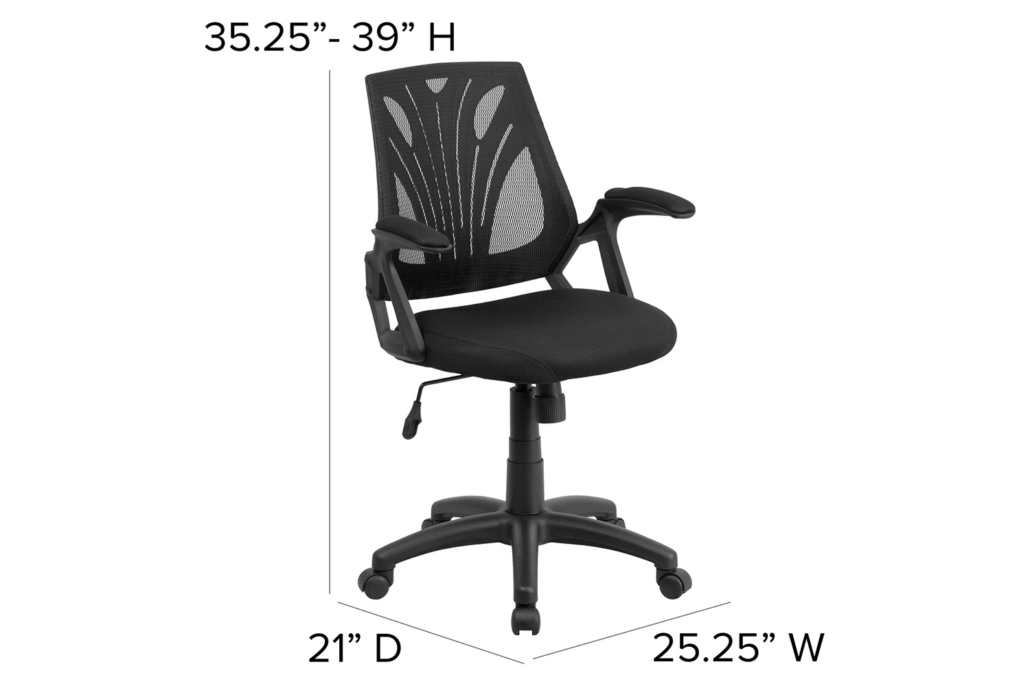 BLNK Sam Mid-Back Mesh Swivel Task Office Chair with Open Arms - Fabric